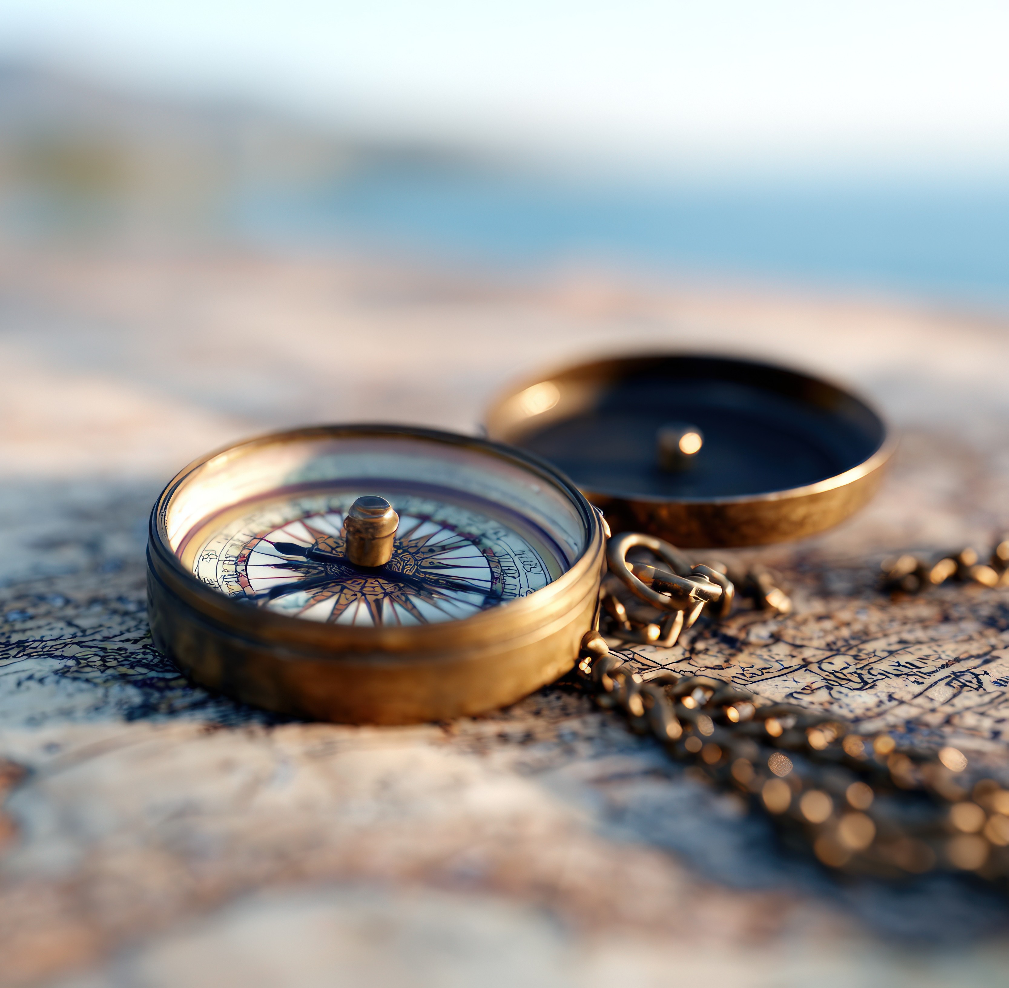 A hand holding a compass, representing direction and purpose